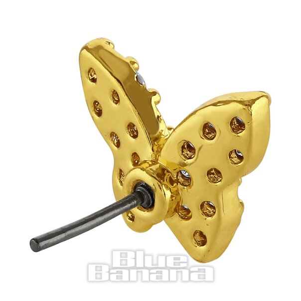 Blue Banana Poliertes Titan, 1,2 X 8 Mm, Schmetterling Fadenloses Labret (Gold) | Blue Banana