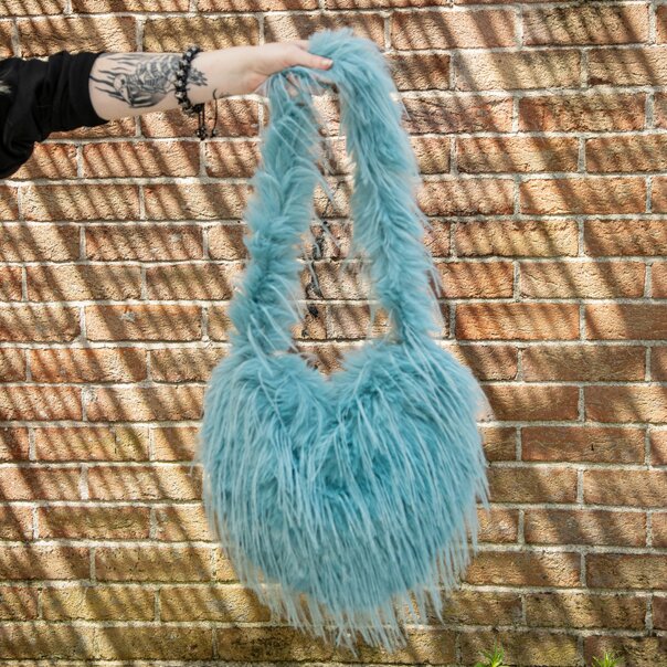 Blue Banana Long Fur Bag (Turquoise) | Alternative Accessories
