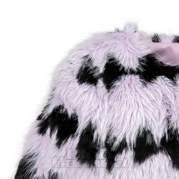 Blue Banana Gestreifter Kunstpelzmantel (Flieder/Schwarz) | Blue Banana