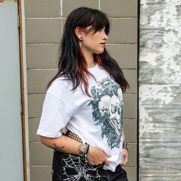 Blue Banana Skeleton T-Shirt (White) | Printed T-Shirts