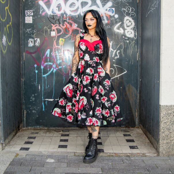 Hell Bunny Yuna Midi Dress (Black) | Alternative Dress, Gothic Clothing