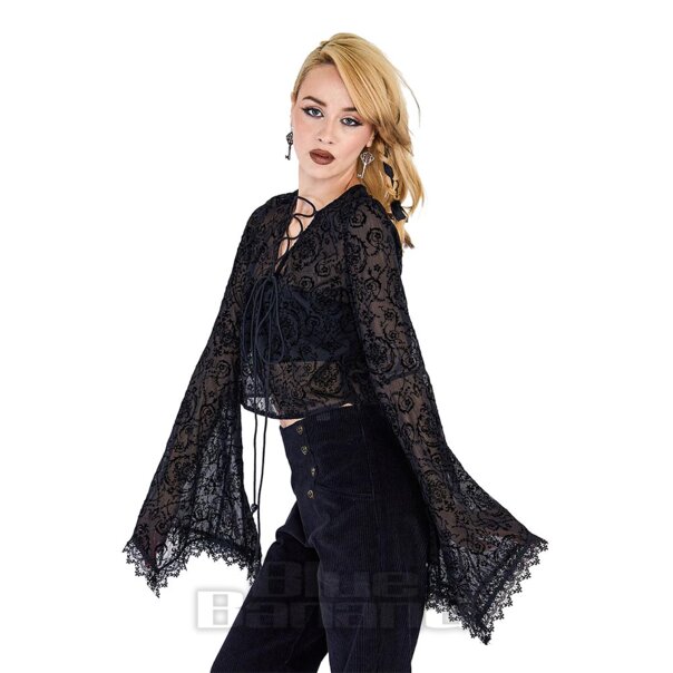 Jawbreaker Flared Sleeves Top (Black) | Blue Banana