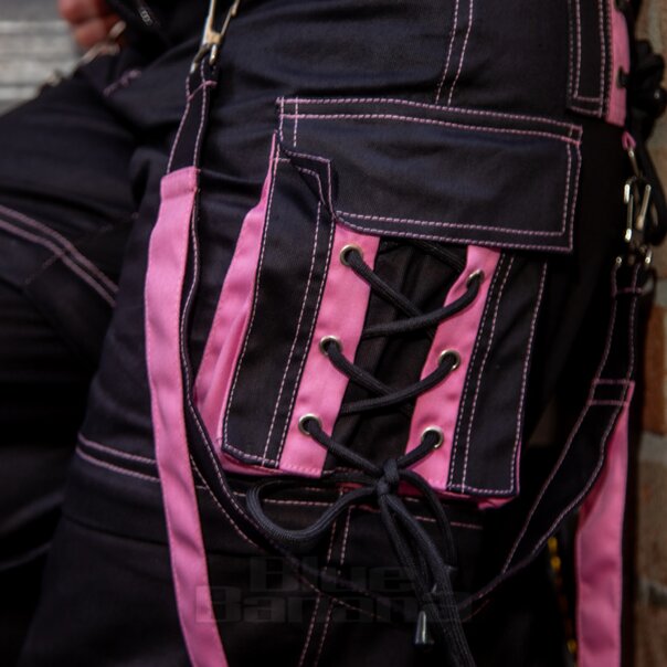 Banned Strappy Paxt Trousers (Black/Pink) | Blue Banana