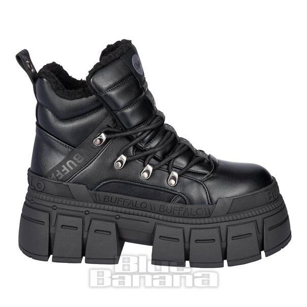 Buffalo Gospher Mid Boot (Black) | Alternative Platform Boots