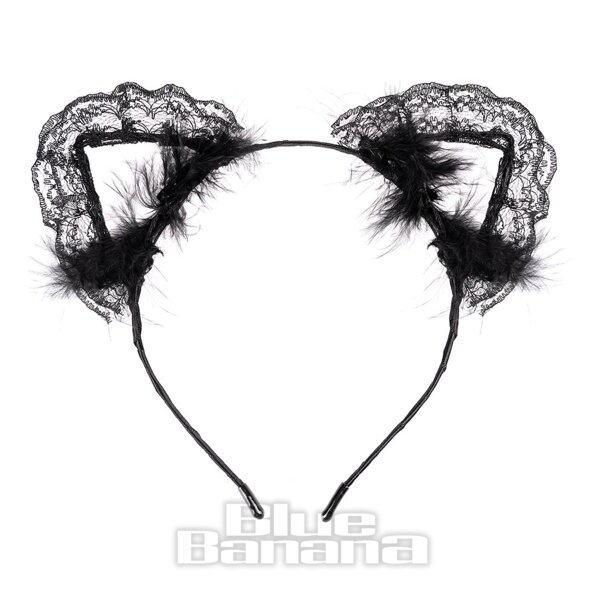Serre-tête oreilles en dentelle Blue Banana Little (noir) | Accessoires alternatifs
