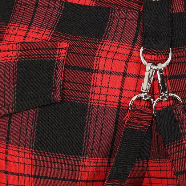 Banned Nocturne Buckle Trousers (Black/Red) | Alternative Fashion, Goth Clothing
