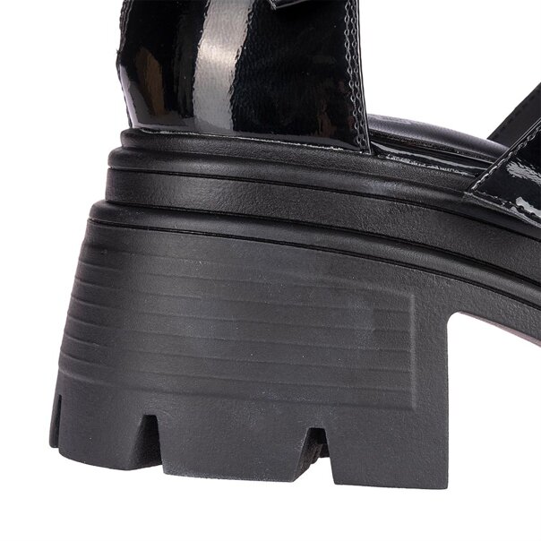Bleeding Heart Patent Strap Sandals (Black) | Alternative Footwear