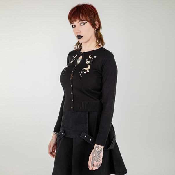 Banned Heritage Moon Cardigan (Black) | Alternative Knits | Autumn Fashion