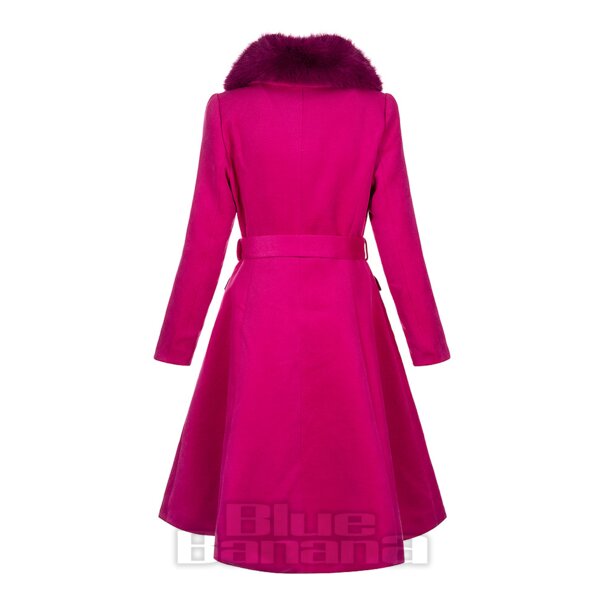 Bleeding Heart Pink Fur Collar Coat | Vintage Fashion
