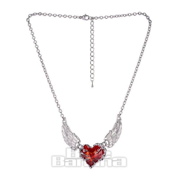 Blue Banana Corazón Alado Collar De Cadena (Rojo/Plata) | Blue Banana