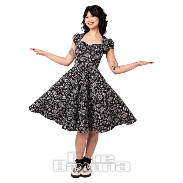 Hell Bunny Mischief Midi Dress (Black) | Blue Banana