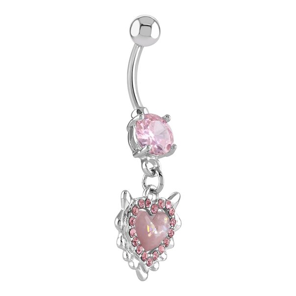Surgical Steel Belly Button Ring – Banana Bar, 12mm, 1.6mm Gauge, Titanium, Multicolor Zirconia Crystal, Gold