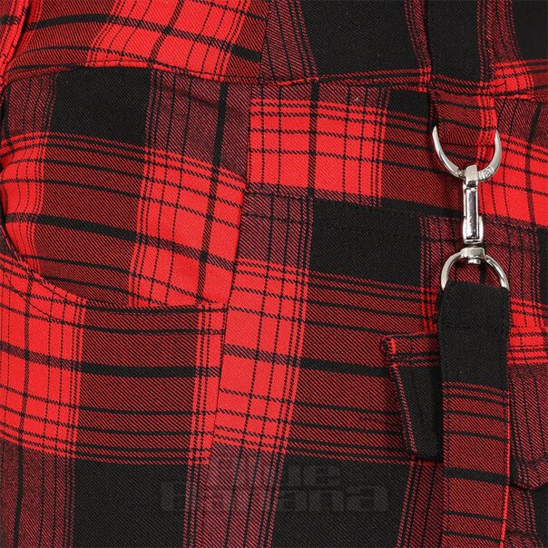 Banned Nocturne Buckle Trousers (Black/Red) | Alternative Fashion, Goth Clothing