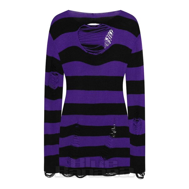Banned Indira Pullover (Schwarz/Lila) | Blue Banana