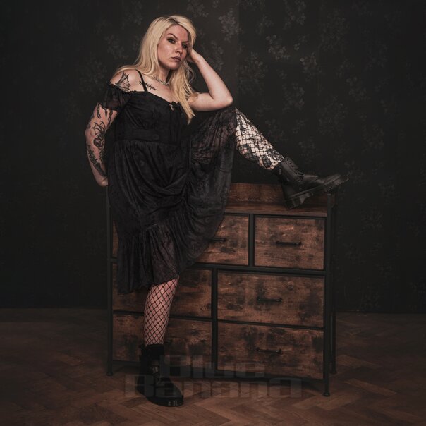 Jawbreaker Tarot Cold-Shoulder Midi Dress (Black) | Blue Banana