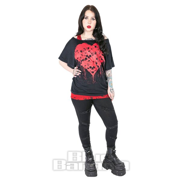 Heartless Heart Skull Top (Black/Red)