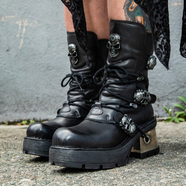 New Rock M.1044-S1 M8 Bottes À Talons (Noir)