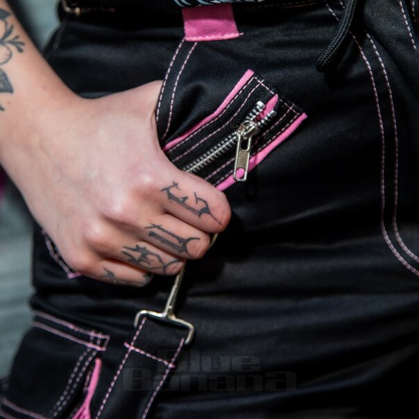 Banned Strappy Paxt Trousers (Black/Pink) | Blue Banana