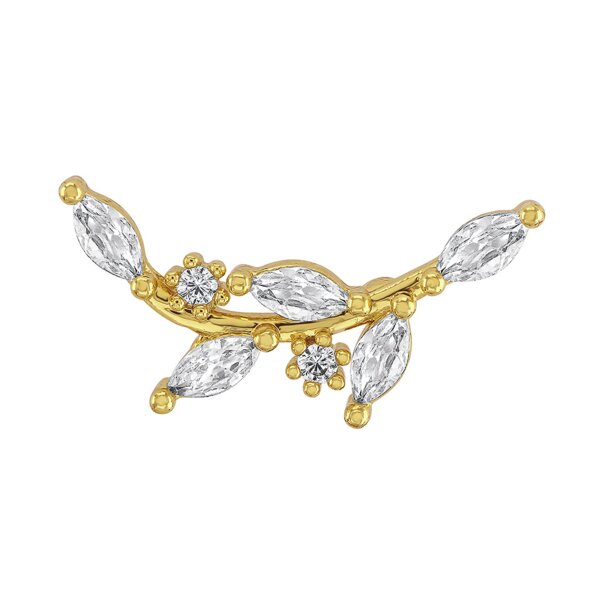 Blue Banana Polished Titanium 1.2 X 8mm 5 Leaf Branch Threadless Labret (Gold) | Blue Banana