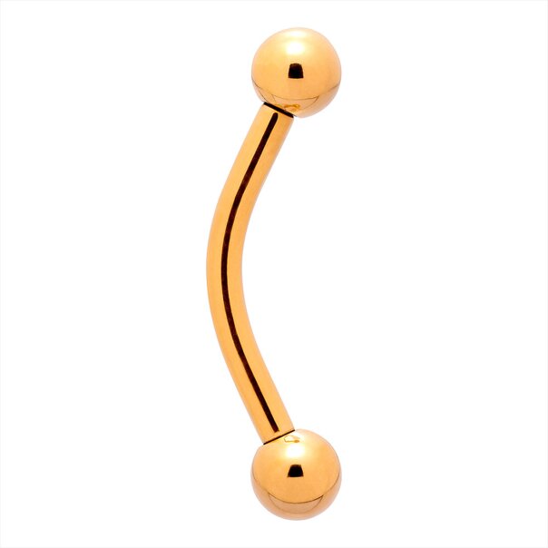 Blue Banana Plasma Gold Internally Threaded Curved Barbell 3mm Ball (Gold) | Piercing Jewellery
