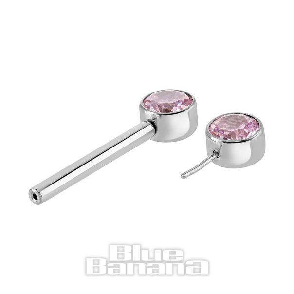Blue Banana Titan Zirkonia Nippelstange Ohne Gewinde (Rosa)| Body Piercing Jewellery