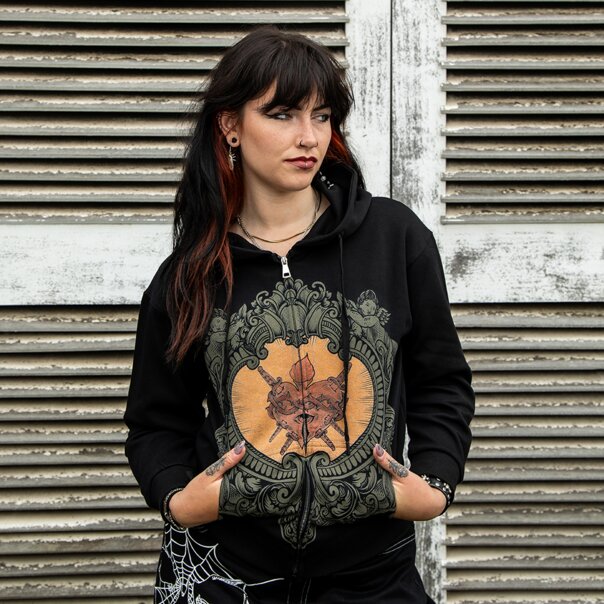 Blue Banana Heart & Swords Hoodie (Schwarz) | Bedruckte Hoodies