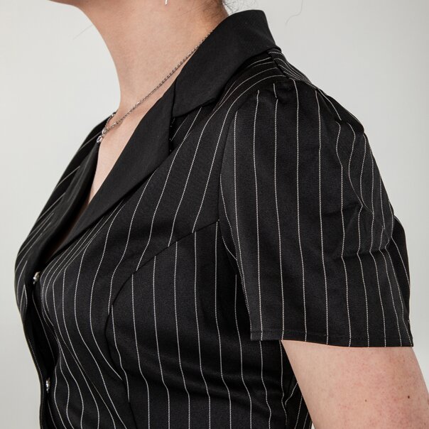 Banned X Blue Banana Pinstripe Core Dress (Black) | Gothic Mini Dress