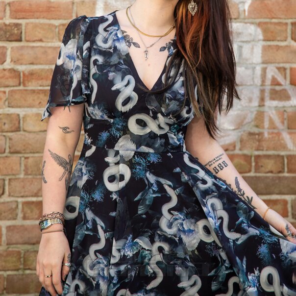 Hell Bunny Serpent Midi Dress (Multicolour) | Alternative Midi Dresses