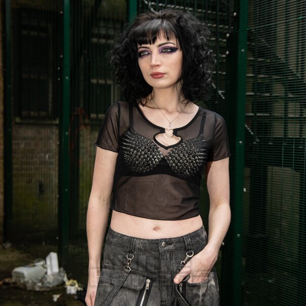 Banned Moody Melody Mesh Black Top | Tops Góticos