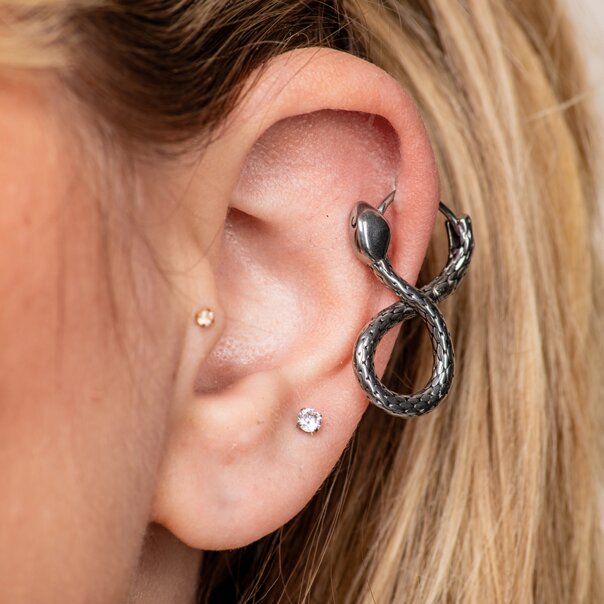 Blue Banana Surgical Steel Snake 8 Ear Clicker (Silver) | Piercing Jewellery