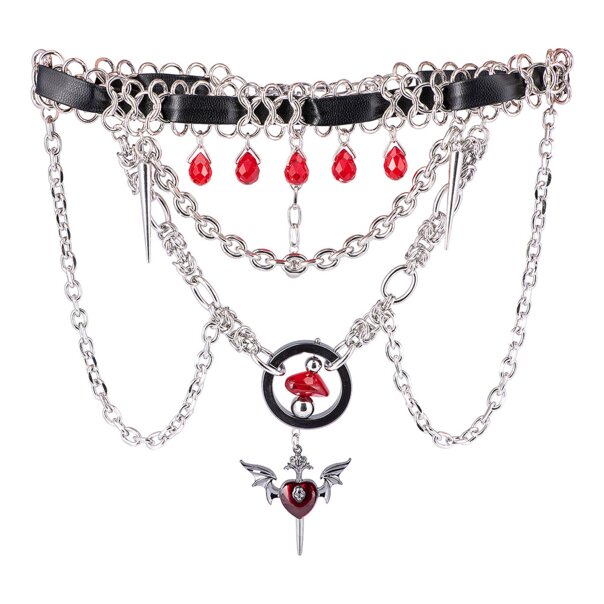 Collana con cuore e croce a forma di banana blu (argento) | Accessori alternativi
