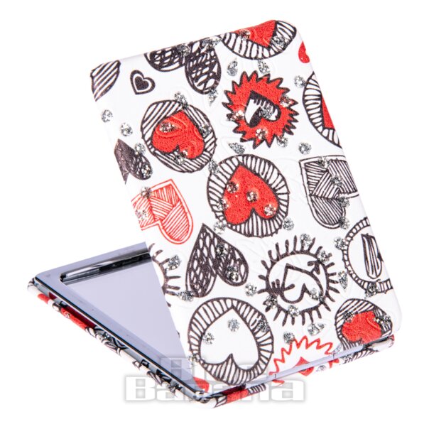 Specchio da trucco compatto pieghevole (Doodle Hearts) | Lenti a contatto colorate