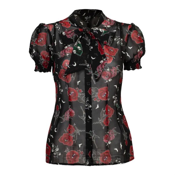 Hell Bunny Blooming Elle Blouse (Black) | Blue Banana