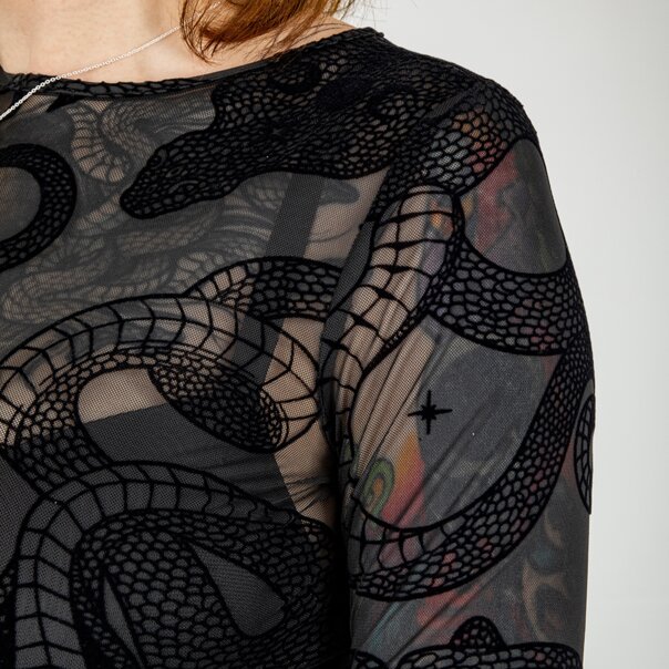 Hell Bunny Snake Charmer Mesh Top (Black) | Blue Banana