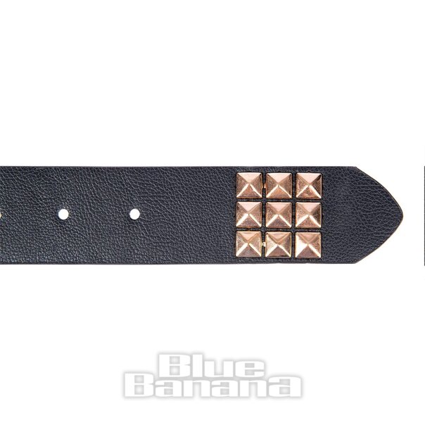 Blue Banana 3 Row Studded Belt (Black/Rose Gold)