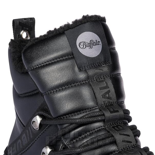 Buffalo Gospher Mid Boot (Black) | Alternative Platform Boots