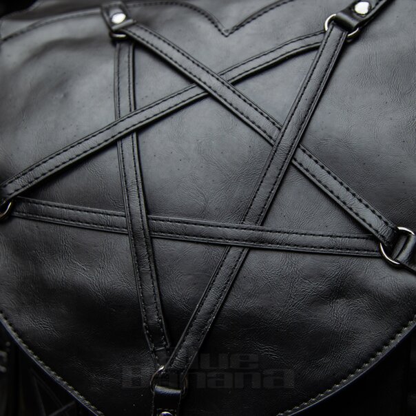 Banned Black Pentagram Heart Backpack | Blue Banana UK