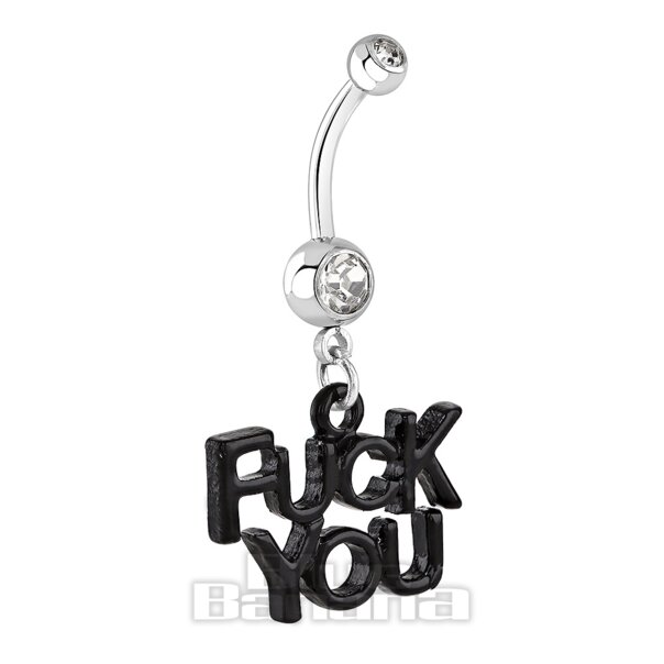 F**k You Crystal Navel Bar Belly Bar Piercing Jewellery