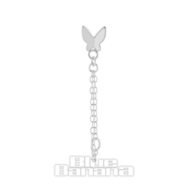 Blue Banana Poliertes Titan-Schmetterlingsketten-Labret ohne Gewinde (Silber)| Körperpiercing-Schmuck