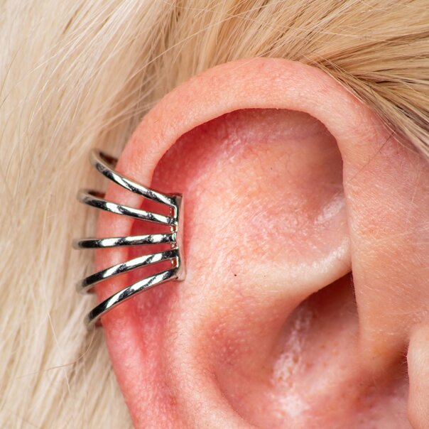 Blue Banana Multi Ring Ear Cuff (Silver) | Blue Banana