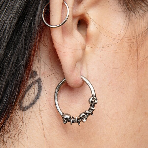 Blue Banana Surgical Steel Skulls Clicker (Silver/Copper) | Body Piercing Jewellery