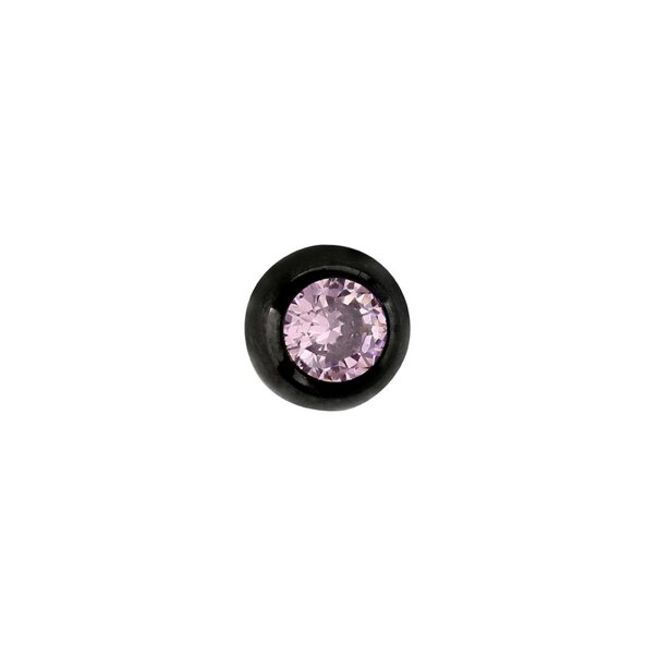 Boule à bijoux rose en titane noir de 4 mm | Haut de perçage fileté intérieurement