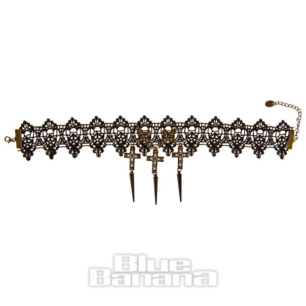 Collana con croci in pizzo Blue Banana (nero) | Accessori Blue Banana