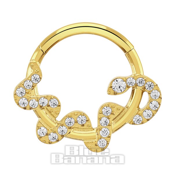 Blue Banana Plasma Gold 1.0 x 10mm Snake Hinged Segment Ring | Piercing Hoop