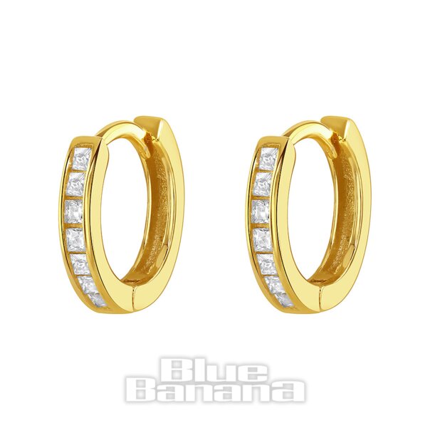 Blue Banana Vergoldet Mittlere Kristallreihe  Clicker-Hoops (Paar)| Body Piercing Jewellery