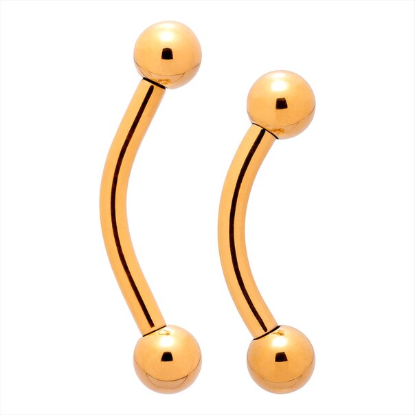 Blue Banana Plasma Gold Internally Threaded Curved Barbell 3mm Ball (Gold) | Piercing jewelry