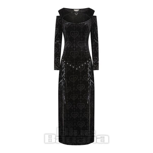 Banned Amara Velvet Maxi Dress (Black) | Blue Banana
