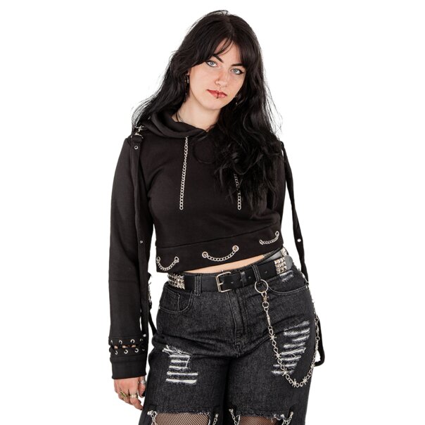 Chemical Black Scorn Crop Hoodie (Black) | Alternative Crop Hoodies