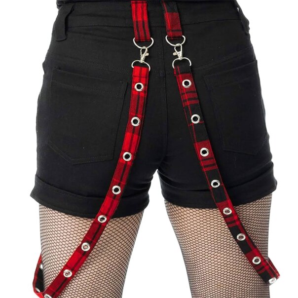 Heartless Honora Shorts (Schwarz/Rot) | Alternative Kleidung