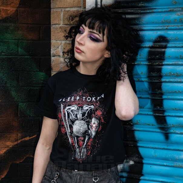 Official Sleep Token The Love You Want Crop Top (Black) | Band Merchandise Blue Banana